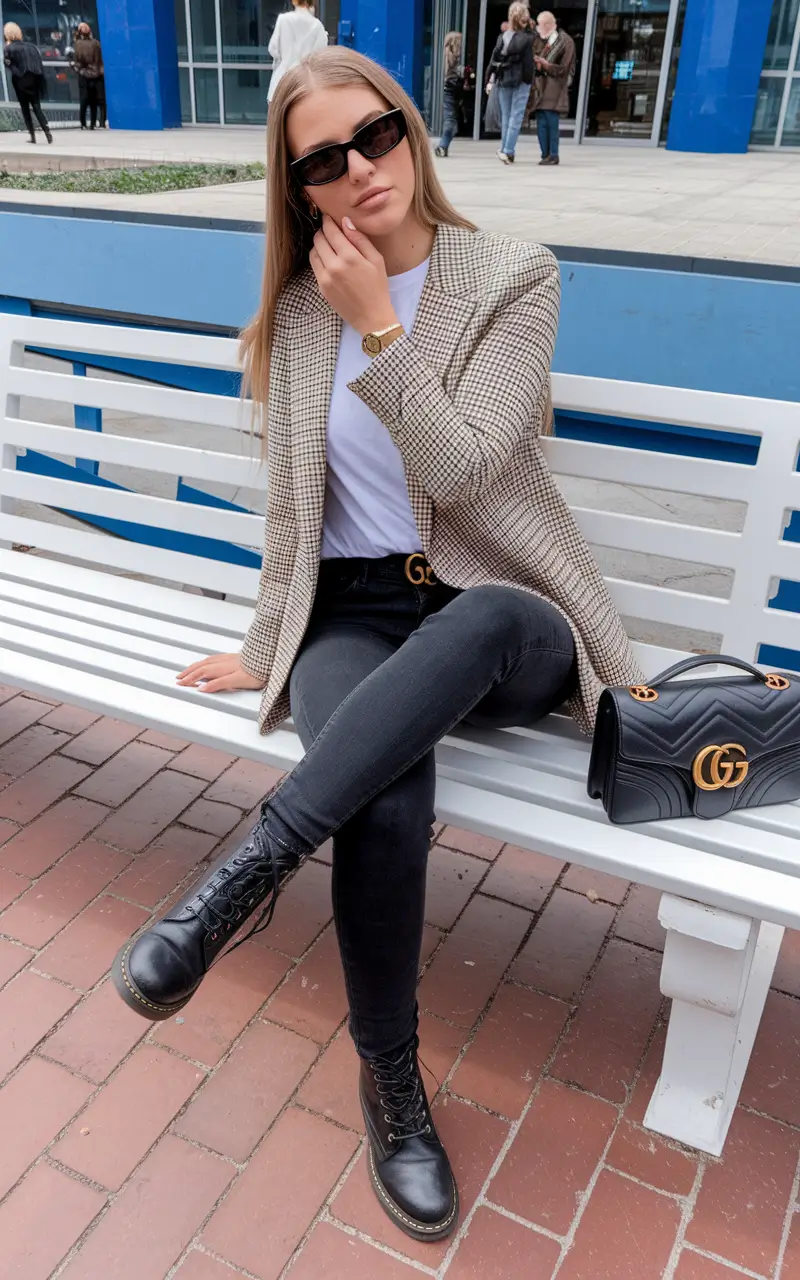 fall outfits with boots Chic Combat in Black and Beige
