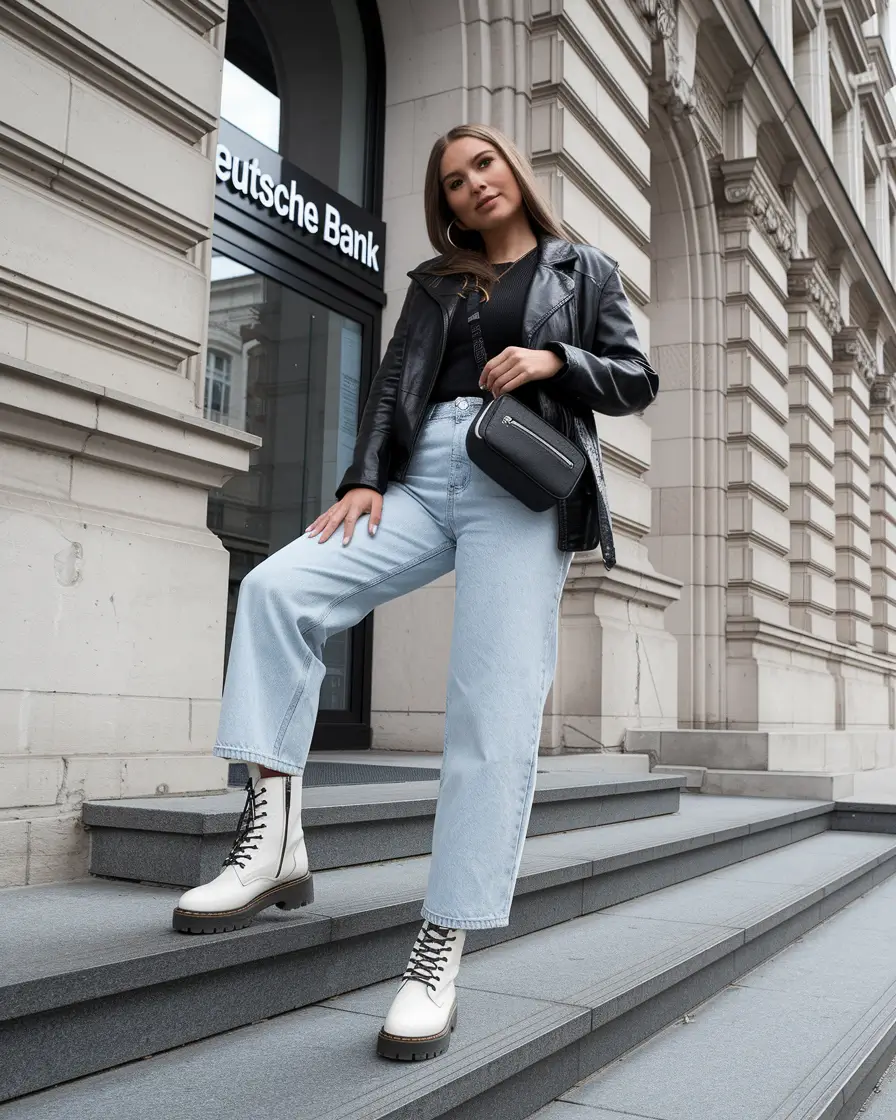 fall outfits with boots Two-Tone Edge and Wide-Leg Confidence