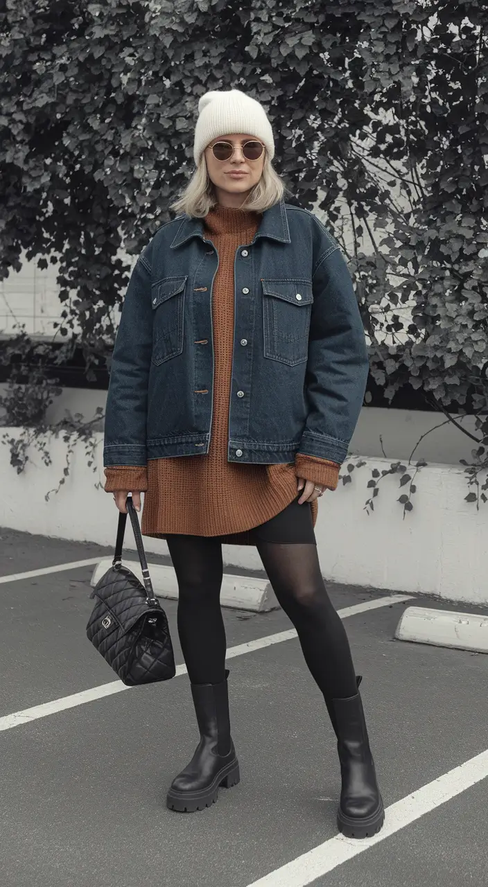 fall outfits with boots Denim and Knits for the Effortless Layer