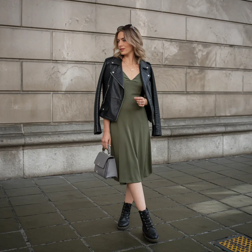 fall outfits with boots Slip Dresses Meet Rocker Vibes