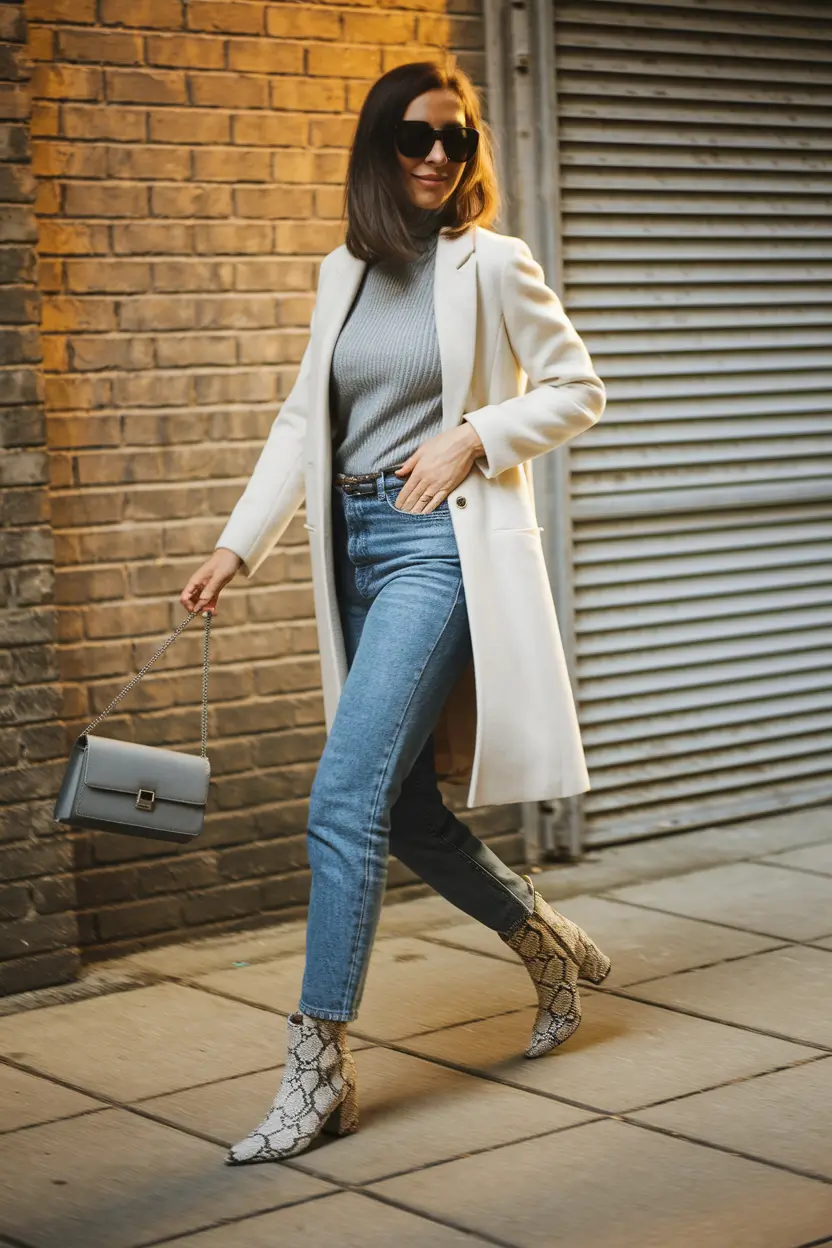 fall outfits with boots Subtle Snakeskin for the Urban Muse