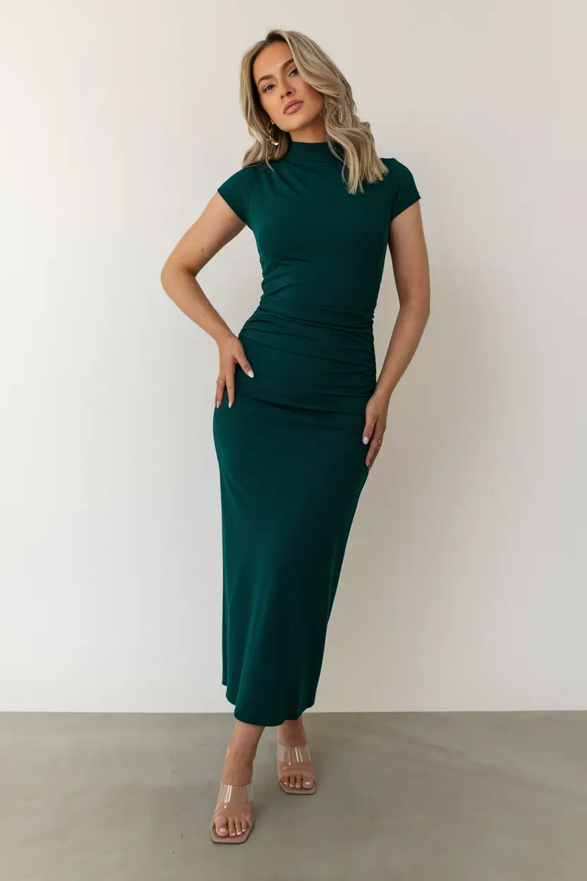 fall wedding guest dress 2025 Structured Emerald With a Modern Edge