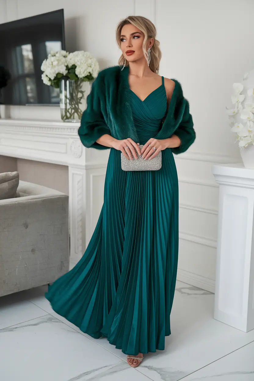 fall wedding guest dress 2025 Emerald Elegance for an Indoor Affair
