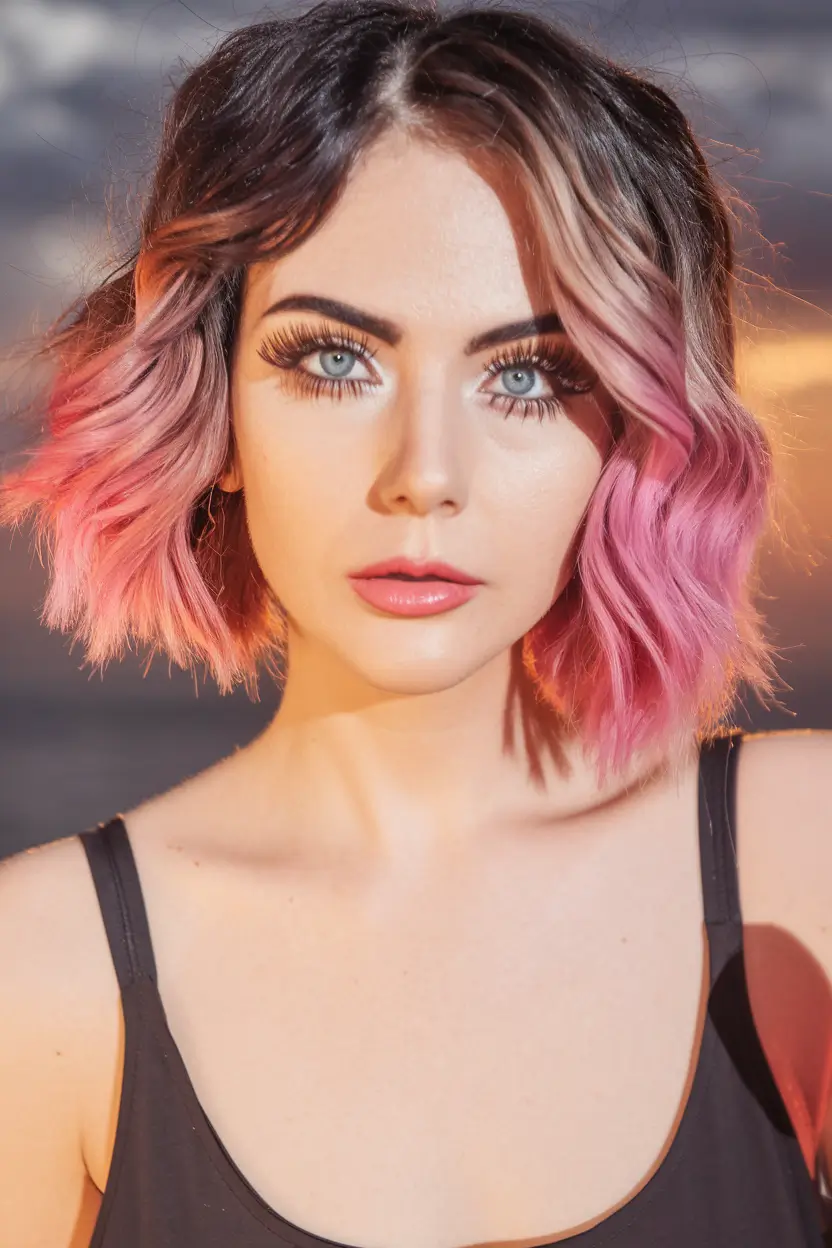 ideas short Rosy Flush with Shadowed Roots