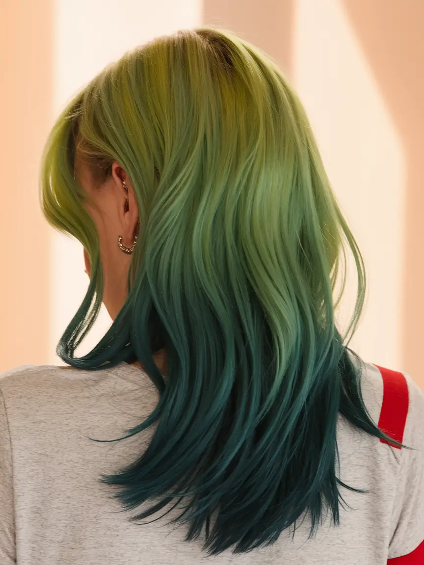 august hair color ideas 2025+Green Fade for Late-Summer Rebellion