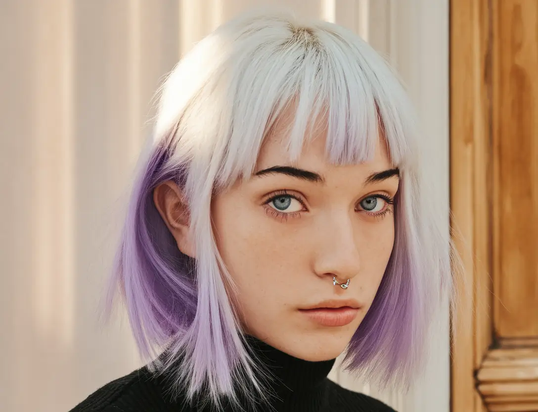 august hair color ideas short Two-Tone Minimalist Bob With Whispered Lavender Ends