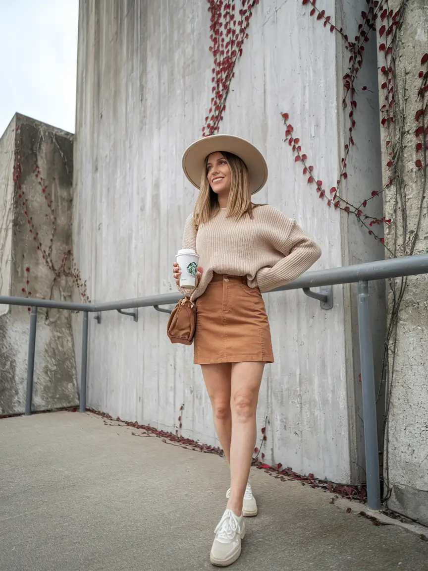 summer to fall transition outfits casual Coffee Date in Neutrals