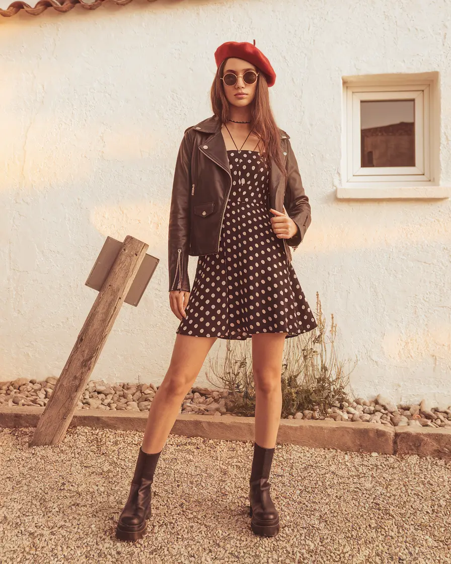 summer to fall transition outfits dress Polka Dots & Parisian Energy
