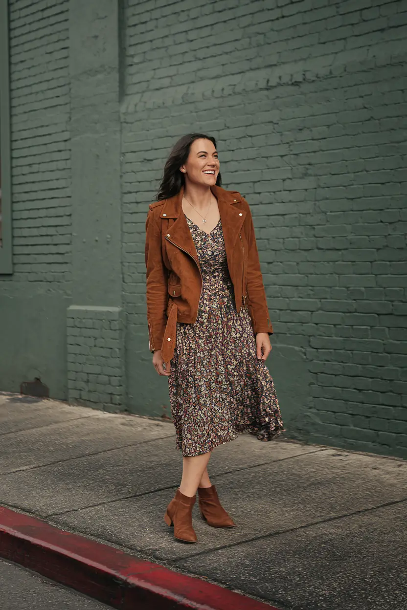 summer to fall transition outfits comfy Western Romance with Floral Flair