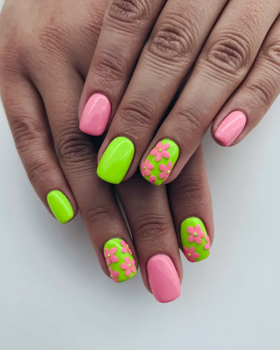 summer nails colors july neon flower power revival