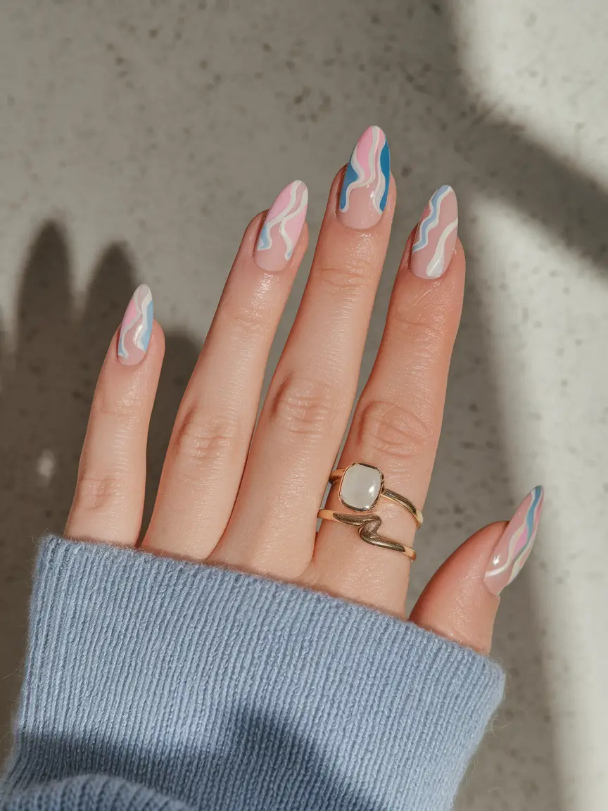 color nails july playful waves in sorbet tones