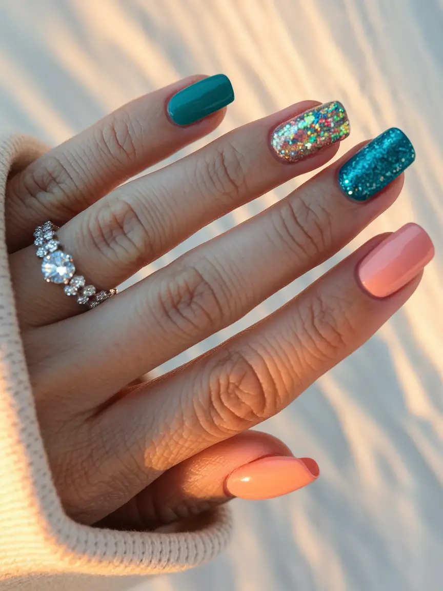 summer nails colors july mermaid glitz meets sunset sweet