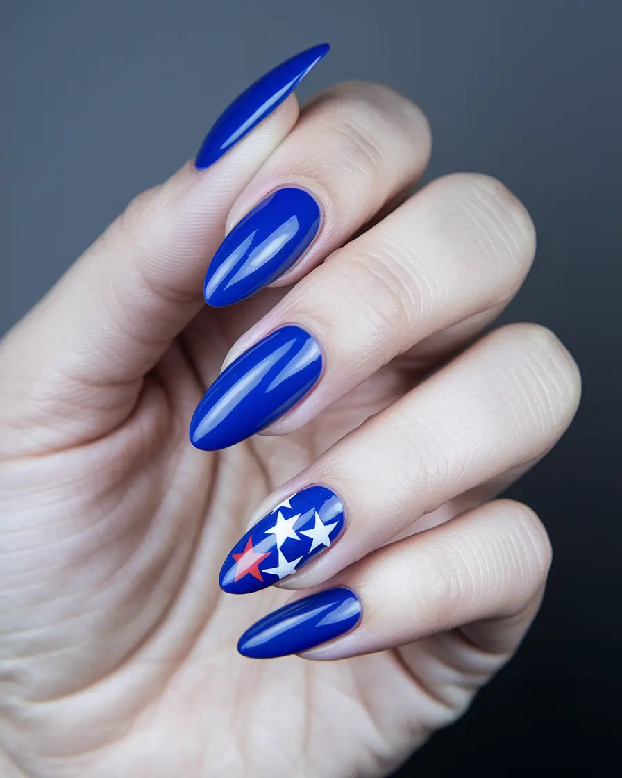 july nails ideas 2025 Star-Spangled Sapphire