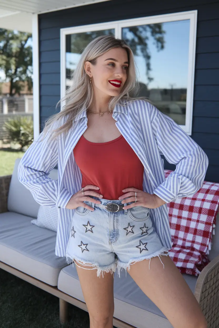 july outfits ideas 2025 Mix-and-Match Americana with an Edge