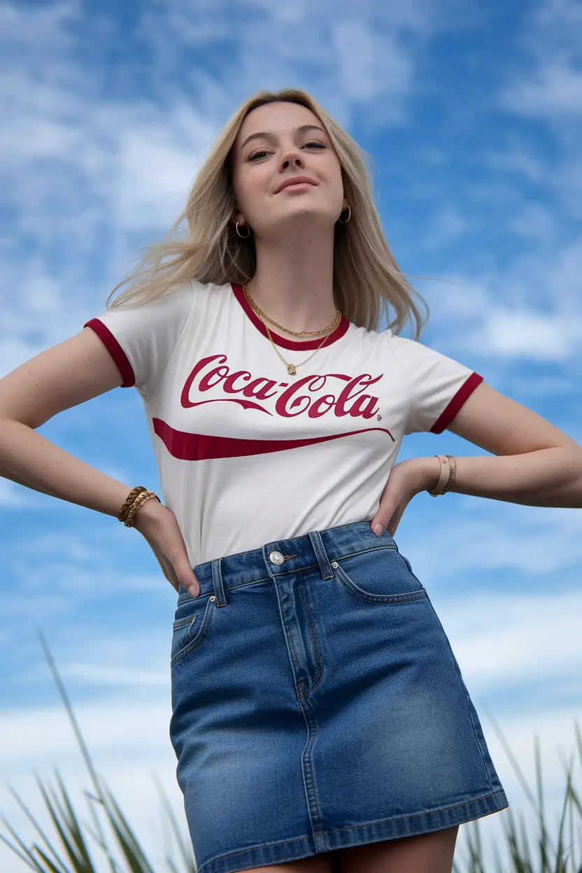 july outfits ideas 2025 Vintage Vibes with a Cola Kick