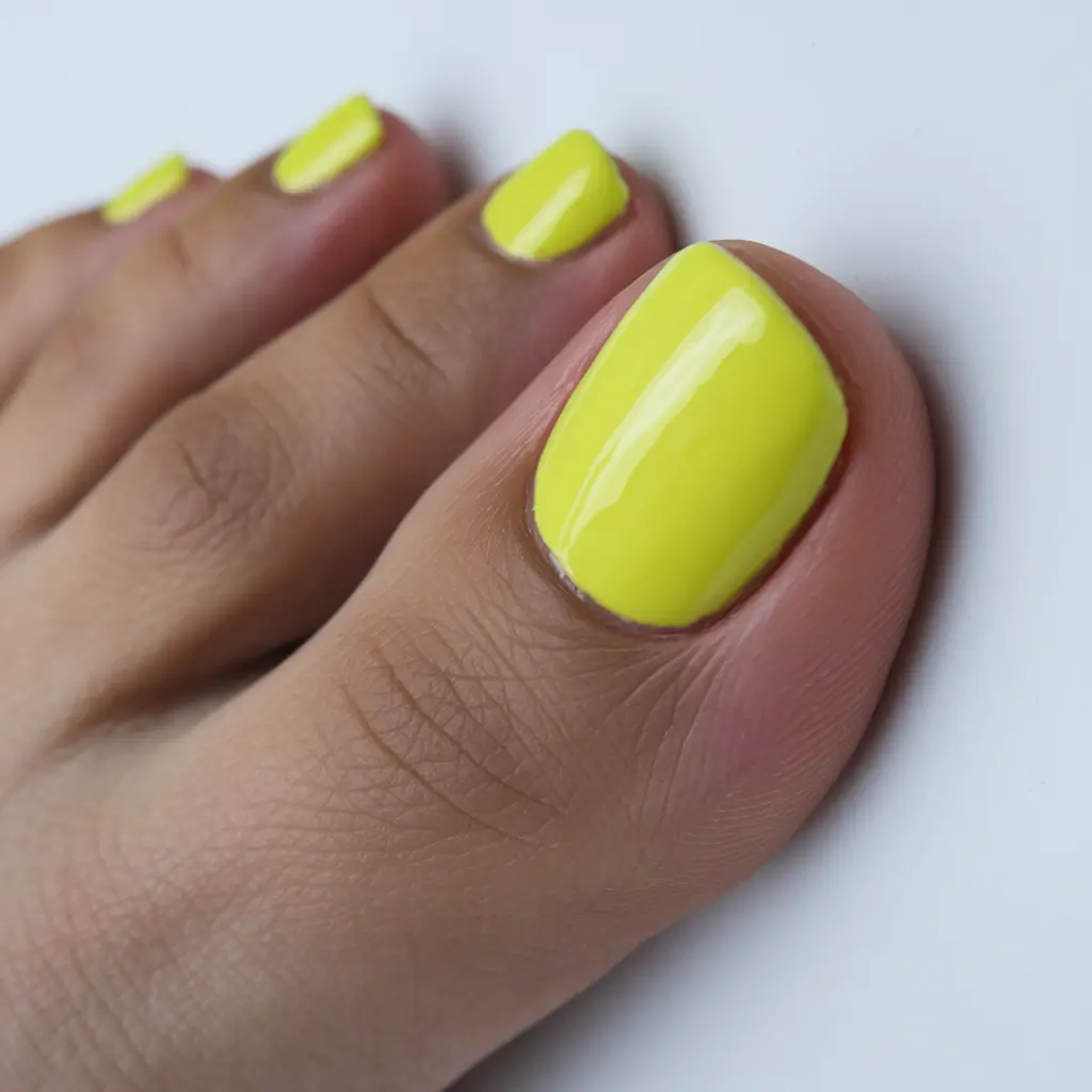 july toe nails ideas 2025 Neon Lemon Glow-Up