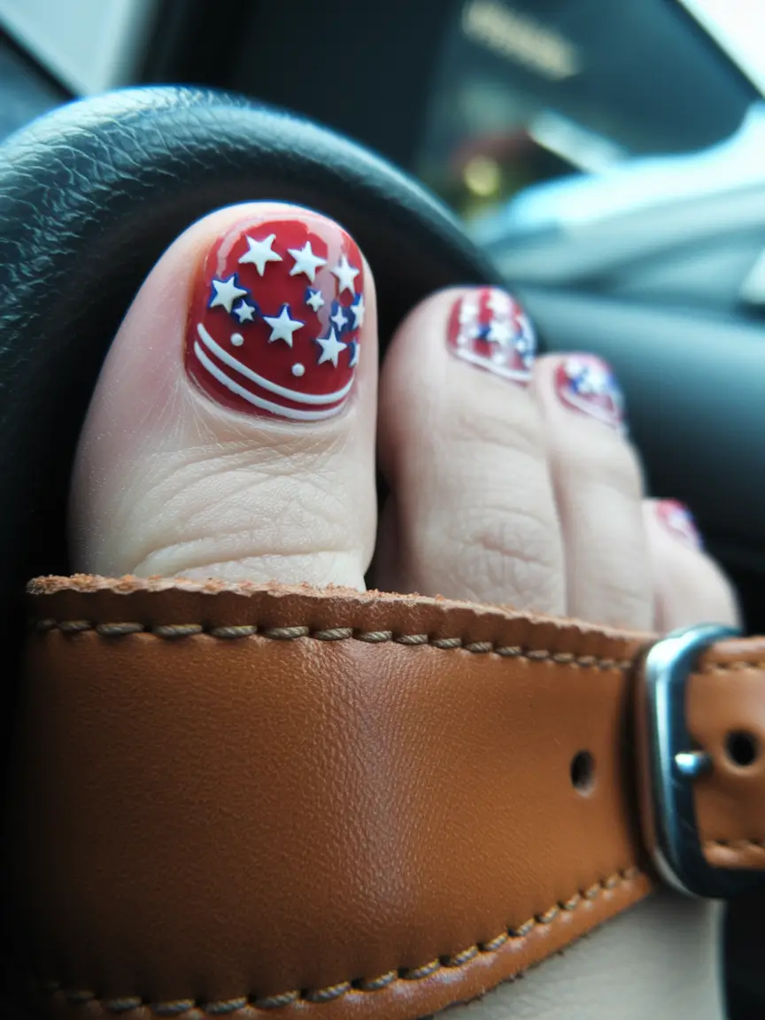 july toe nails ideas 2025 Star Cluster in Americana Colors