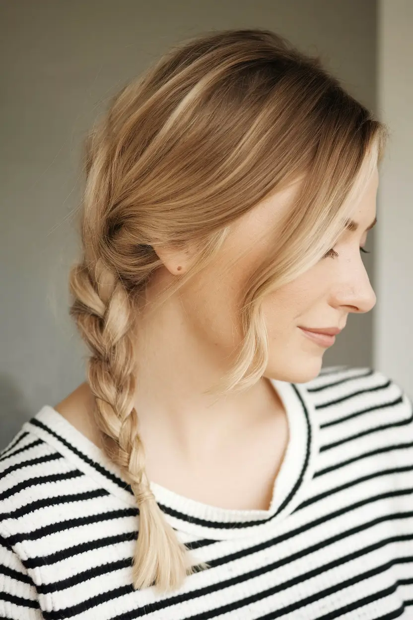 labor day hairstyles Side Braid with Face-Framing Pieces