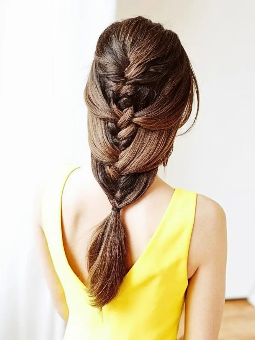 labor day hairstyles Loose Braided Crown into Low Tie