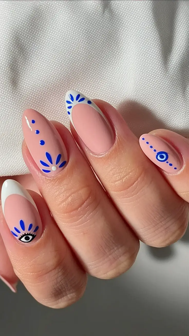labor day nails 2025 Evil Eye Inspired Minimalism
