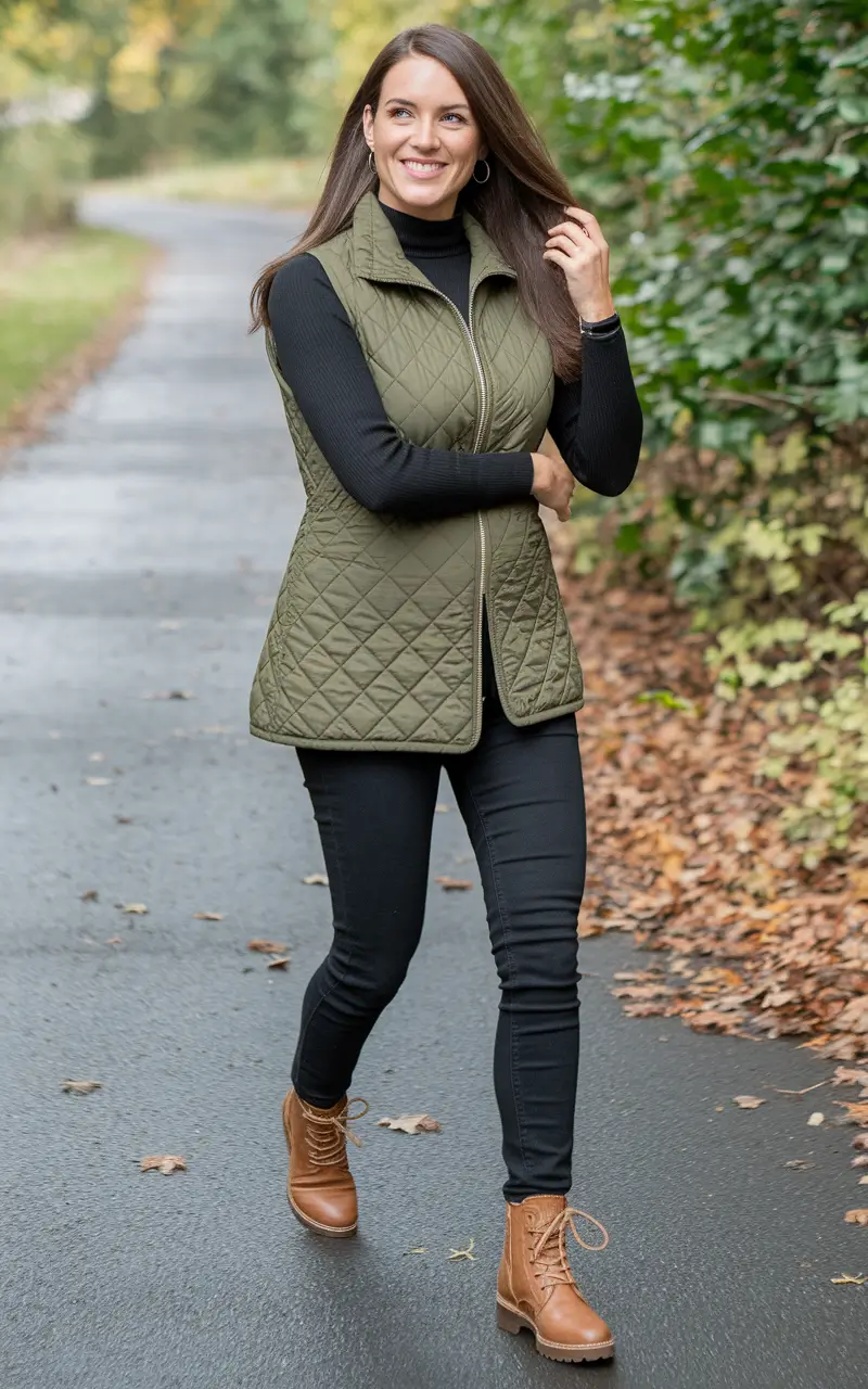 fall capsule wardrobe 2025 over 50 Quilted Utility with Woodland Charm
