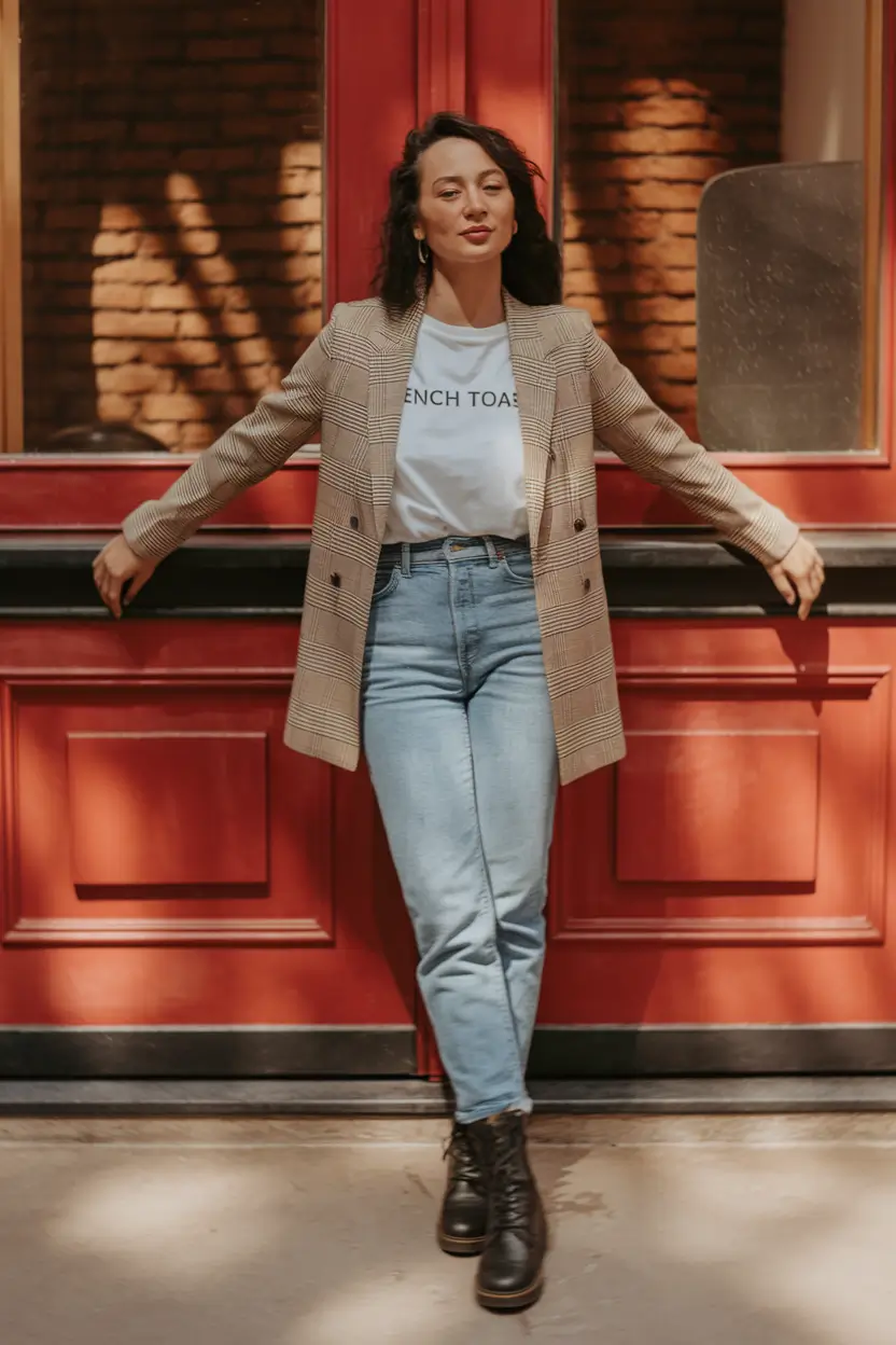 fall capsule wardrobe 2025 over 50 Business Blazer Meets Easy Weekend Denim