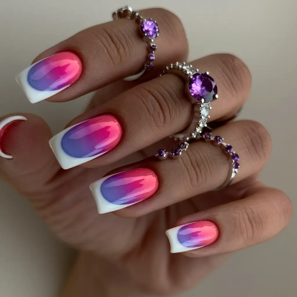 august-nails-designs-acrylic-Sunset Ombré French With a Twist