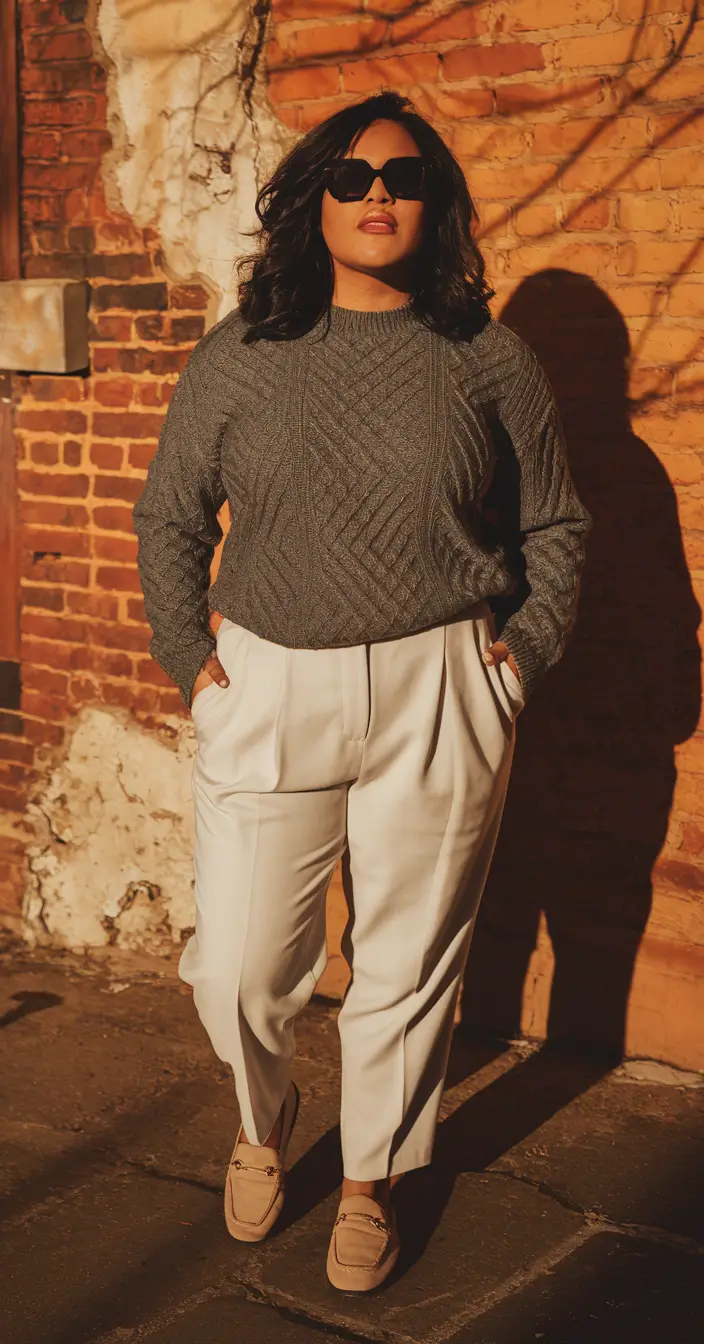 fall plus size capsule wardrobe 2025 Tailored Neutrals With a Dash of City Chic