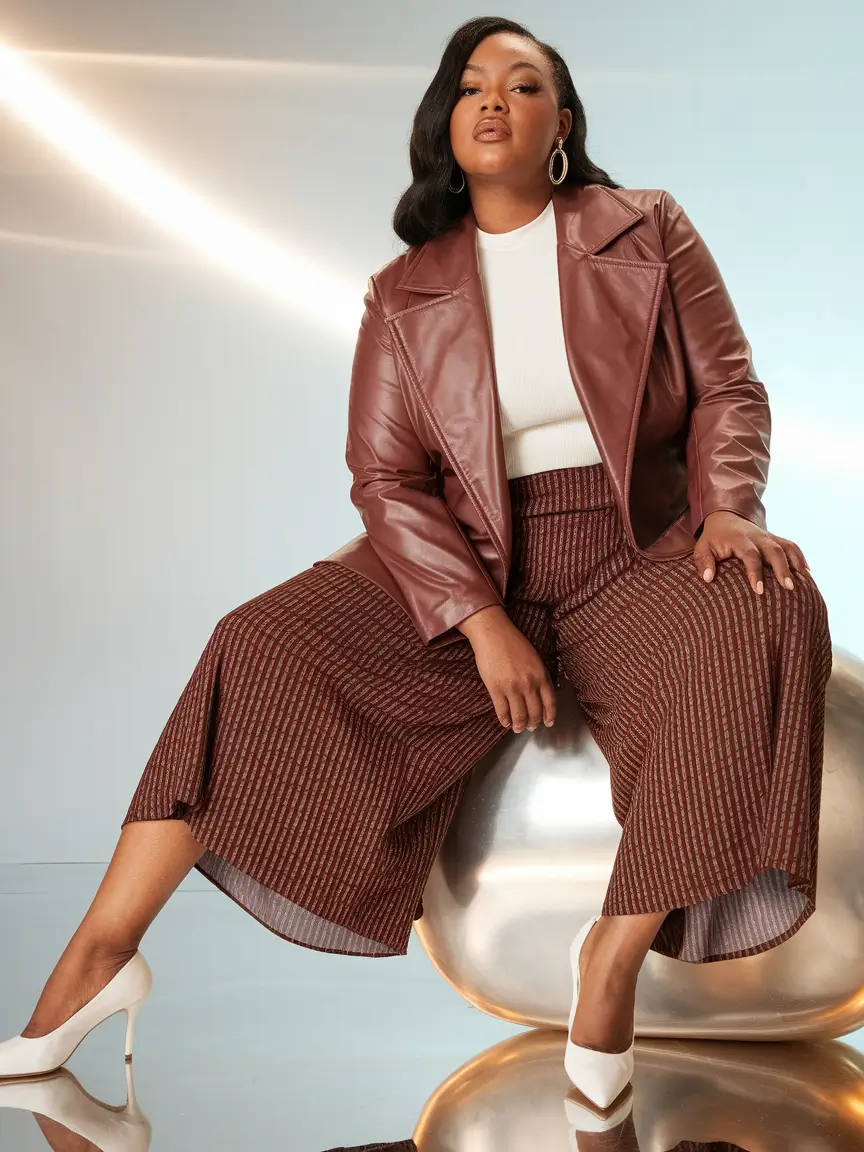 plus size capsule wardrobe fall 2025 Textured Sophistication in Warm Browns