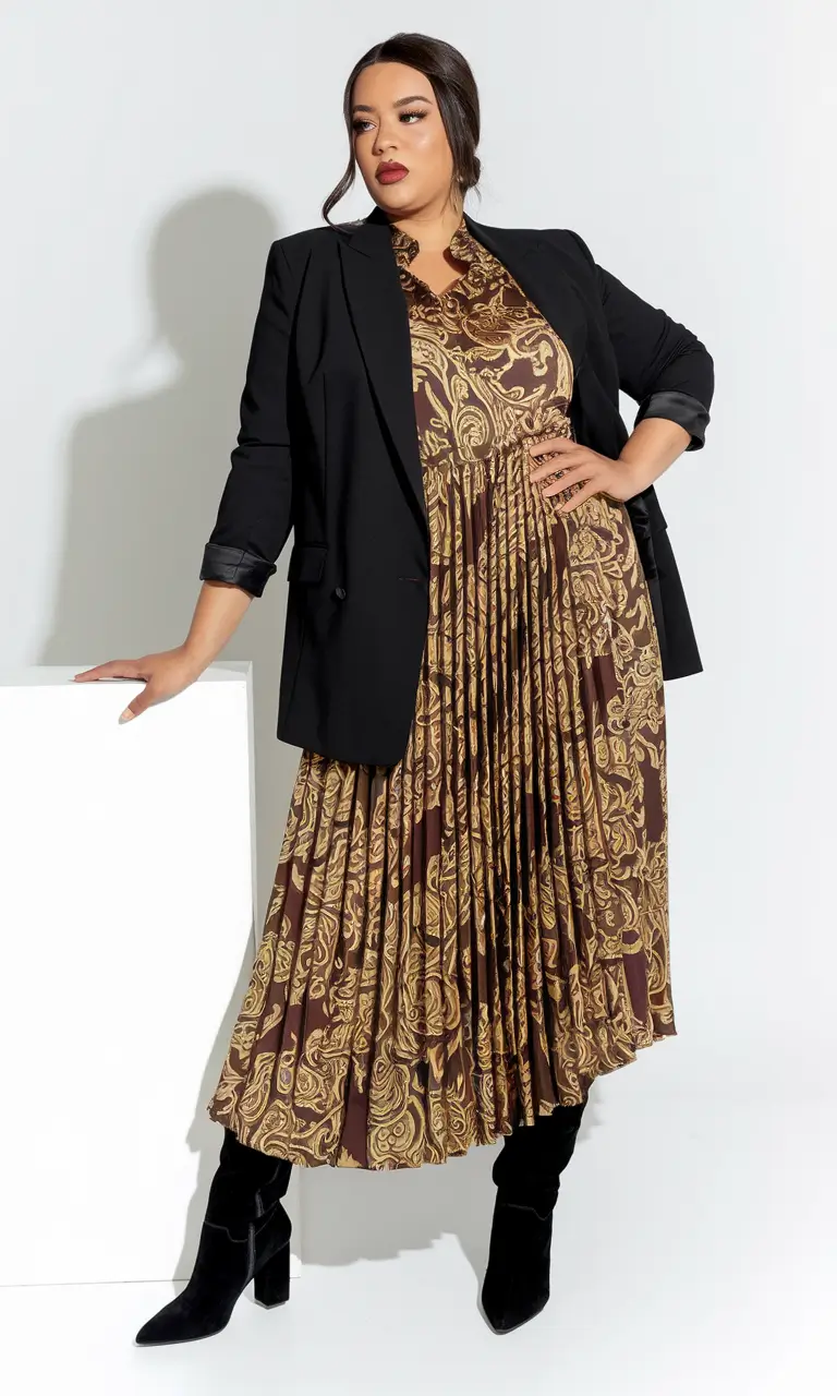 plus size fall/winter capsule wardrobe Print Power in Business Mode