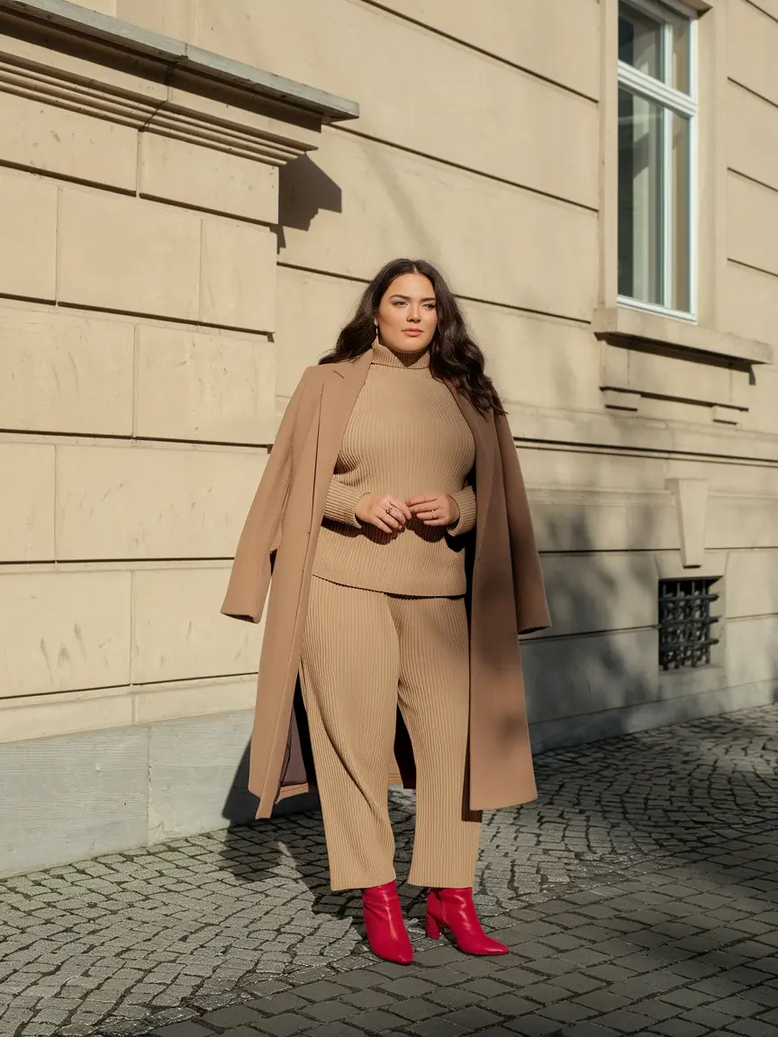 plus size fall/winter capsule wardrobe Neutrals with a Twist of Crimson