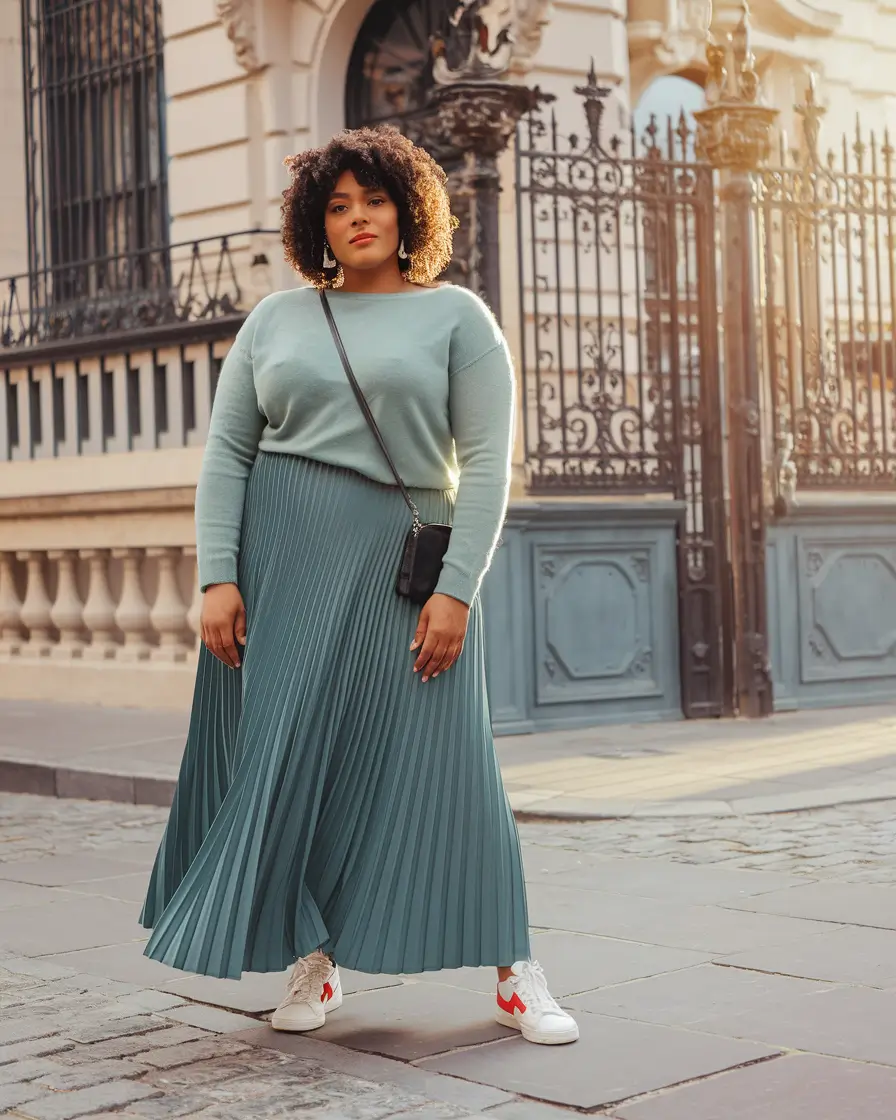 plus size fall/winter capsule wardrobe Monochrome Movement in Teal Tones