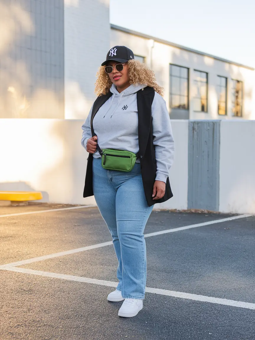 plus size capsule wardrobe fall teacher Sporty Weekend with an Urban Edge