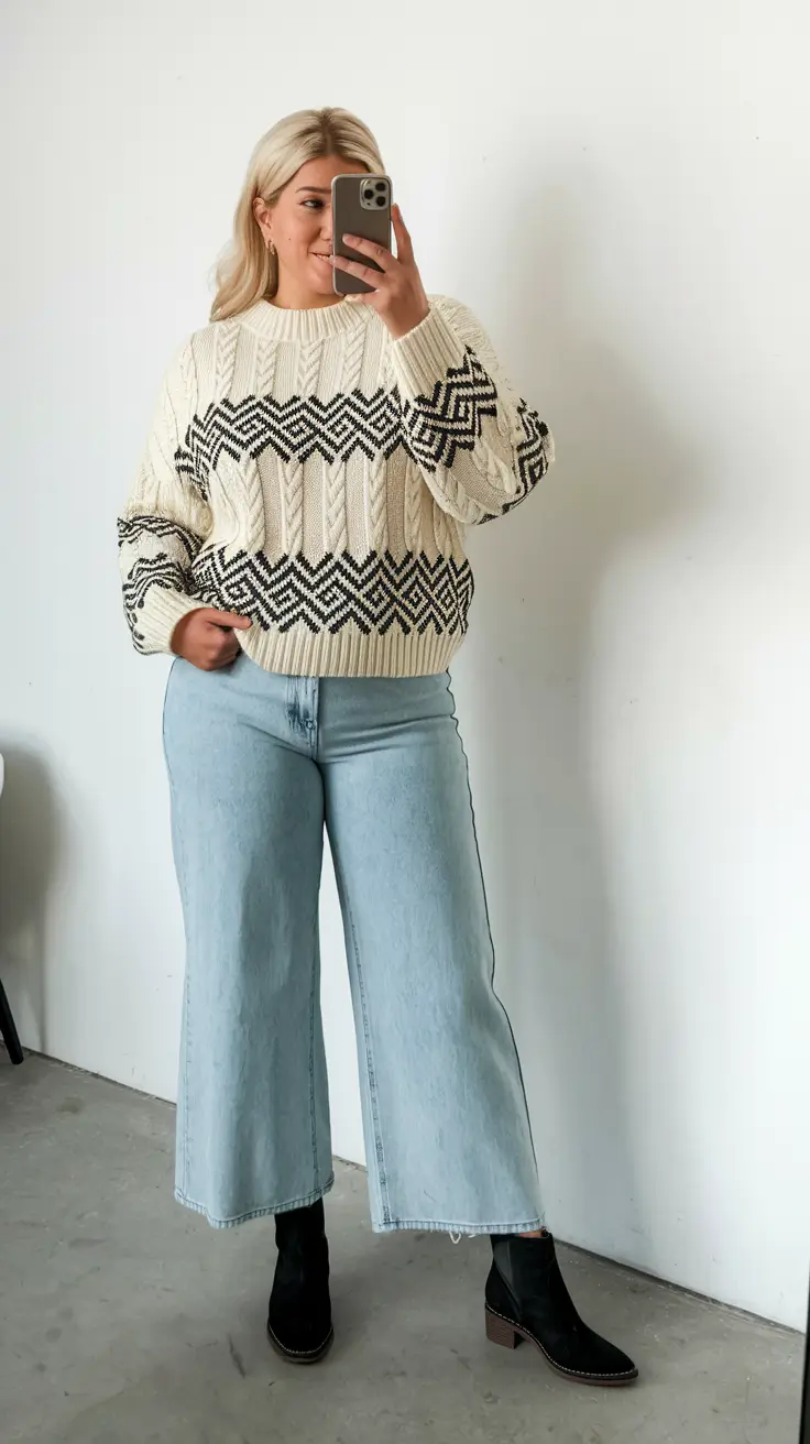 plus size fall/winter capsule wardrobe Classic Nordic Energy with Denim Ease