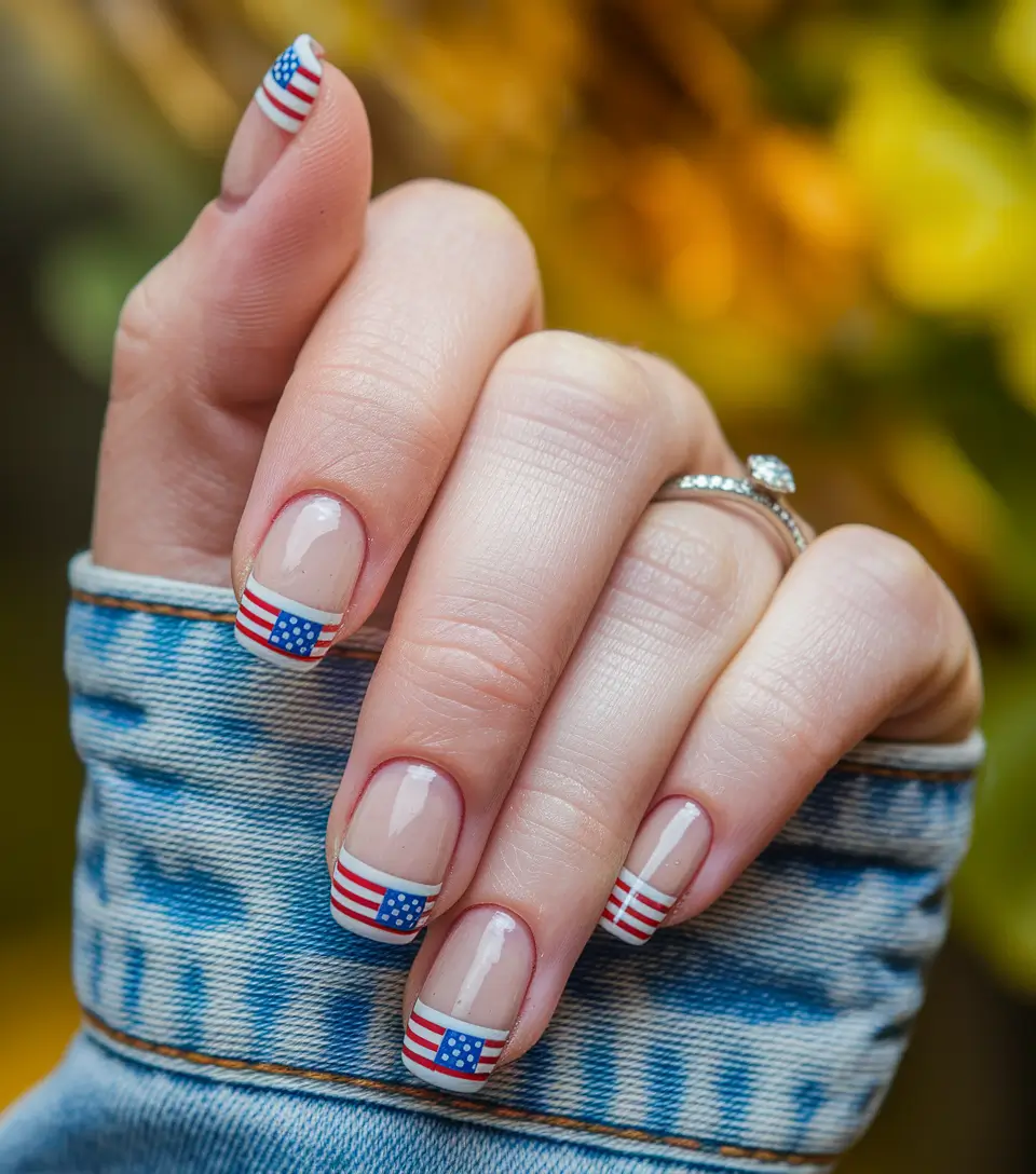 simple 4th of july nails 2025 Mini Flags Meet French Tips