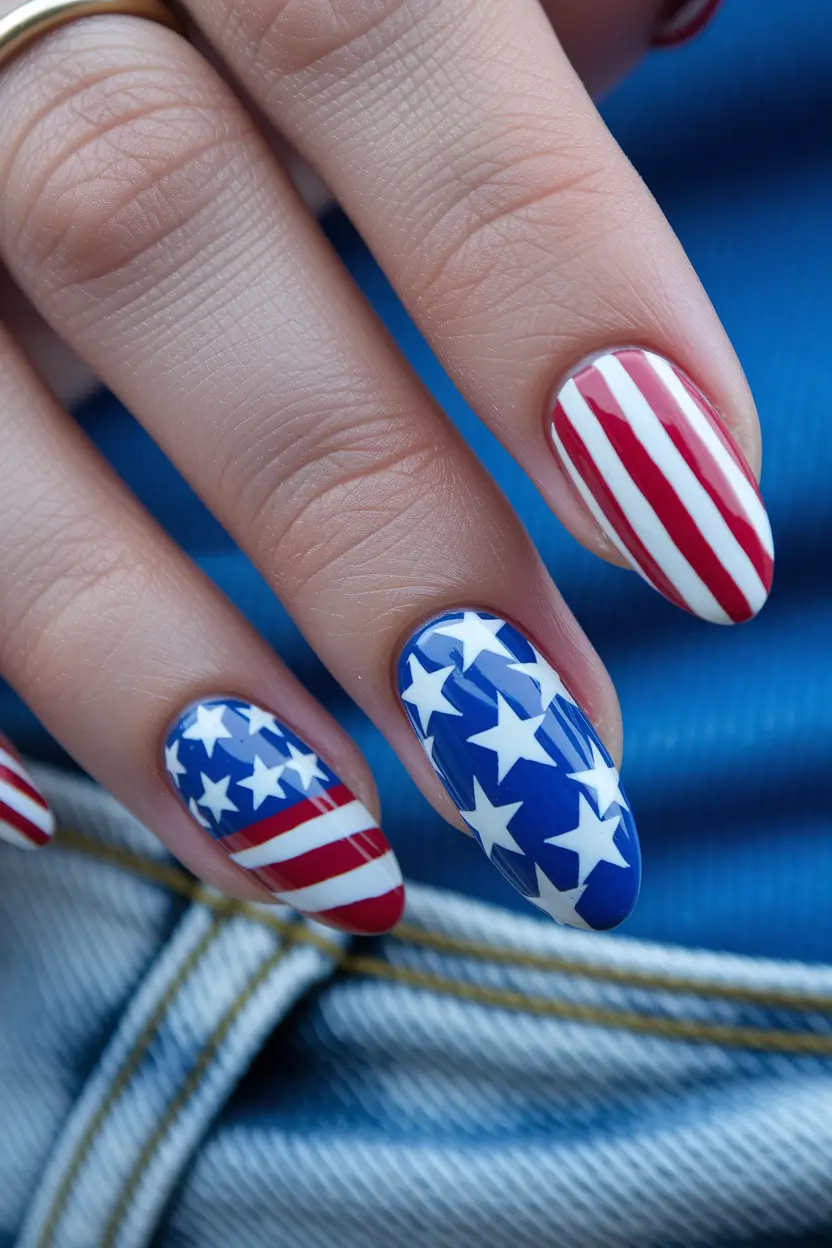simple 4th of july nails 2025 Flag-Inspired Graphic Boldness