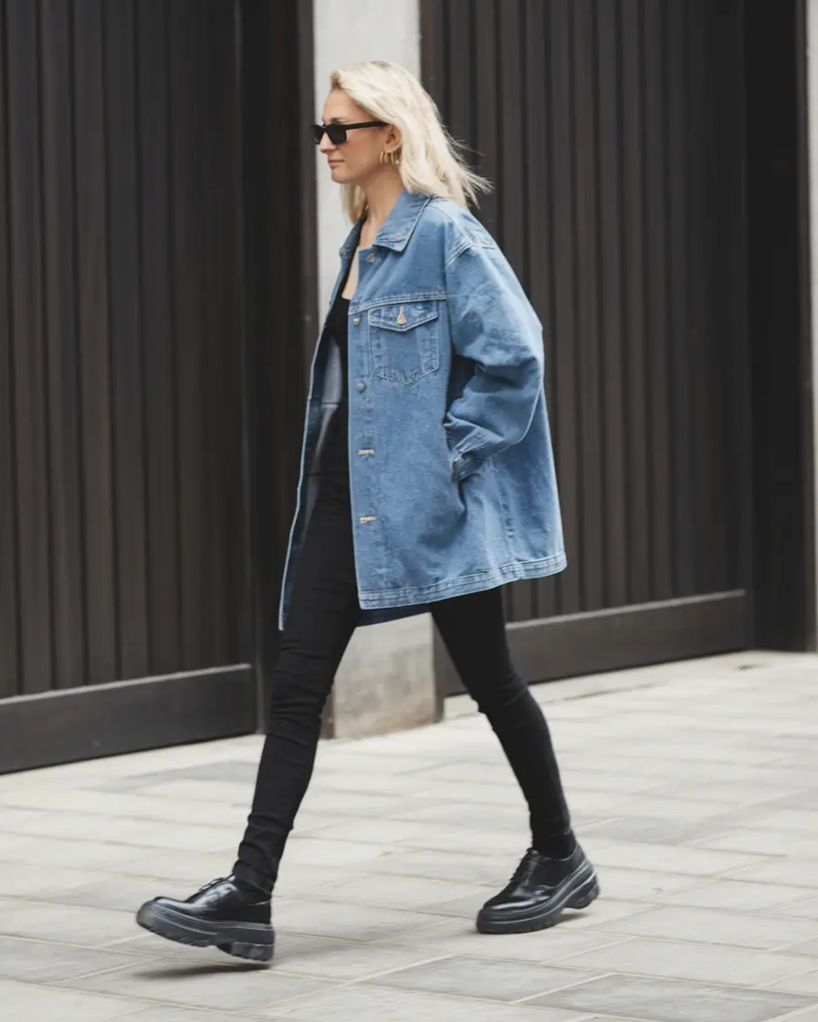 simple casual fall outfits 2025+Denim Layers and Dark Neutrals Done Right