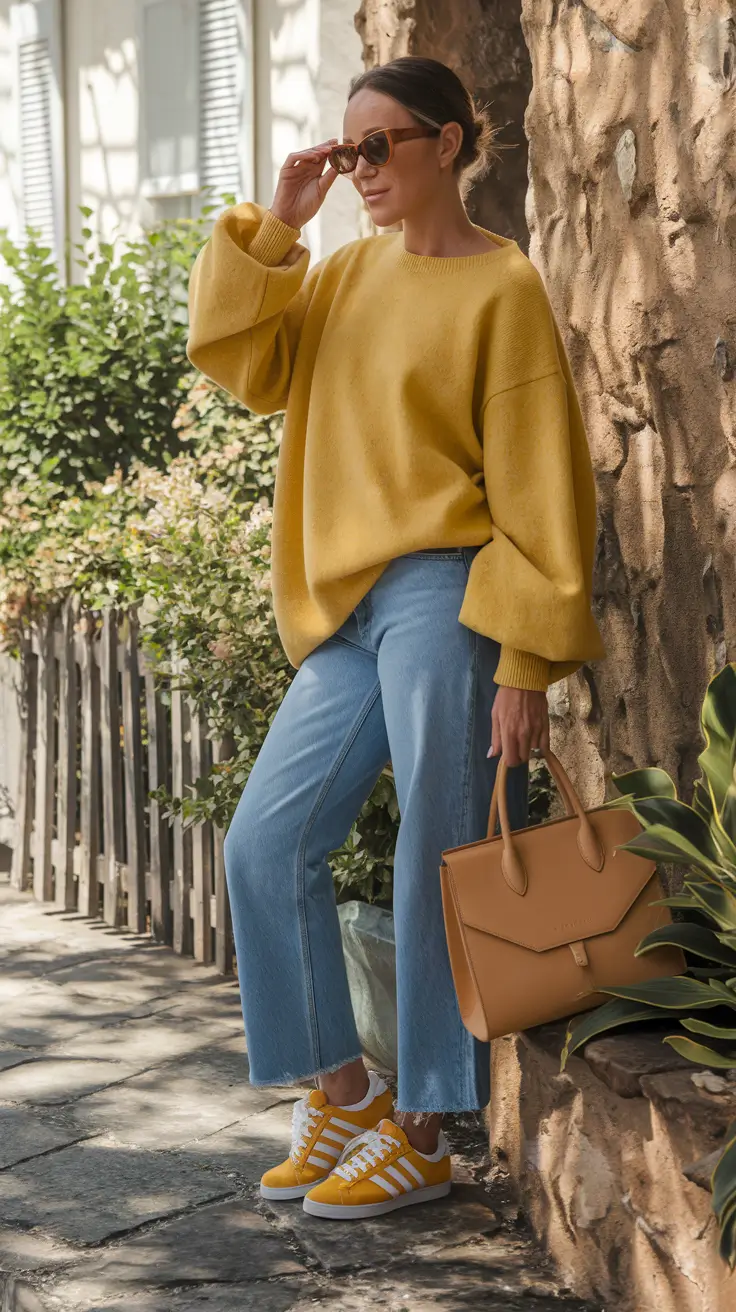 simple casual fall outfits 2025+Golden Glow Girl