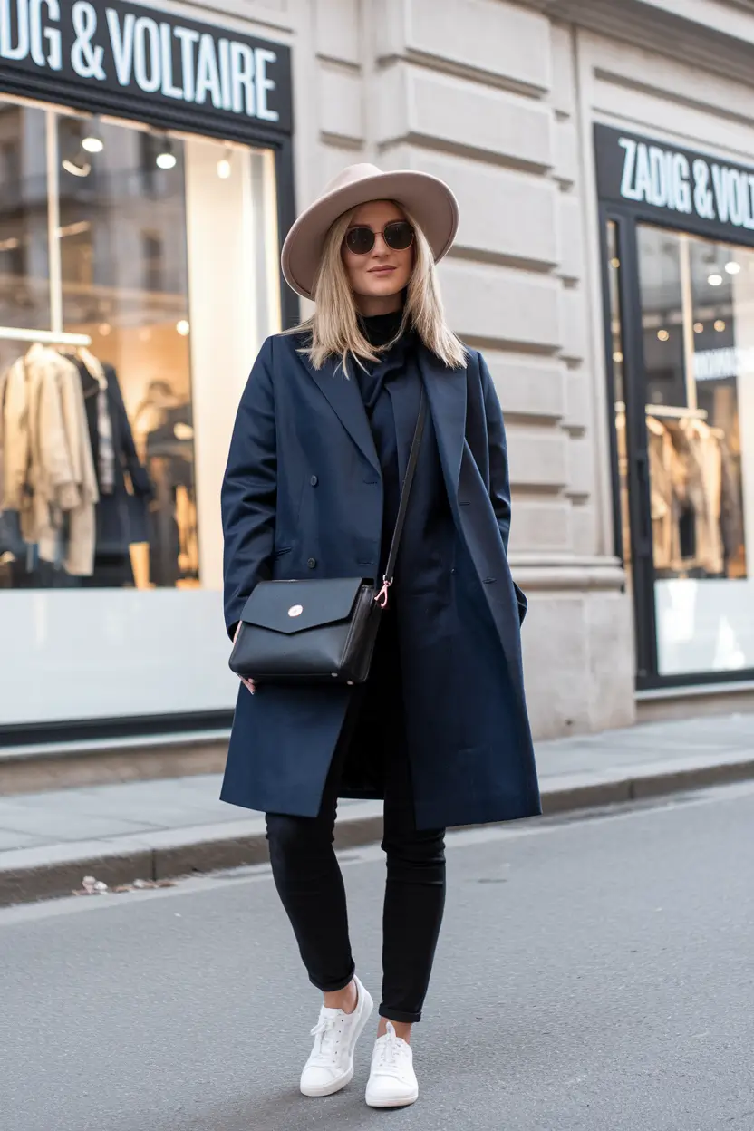 simple casual fall outfits 2025+Parisian-Inspired Simplicity with Sneakers