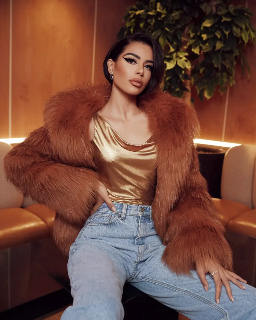 fall birthday outfits plus size winter Golden Glow and Faux Fur Drama