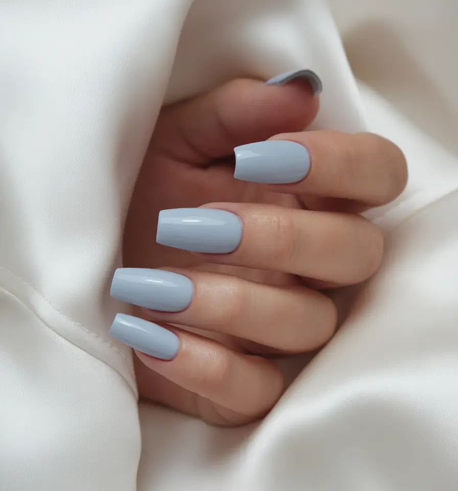 summer blue nails ideas 2025+Cool Blue Cloud on Long Coffin Nails