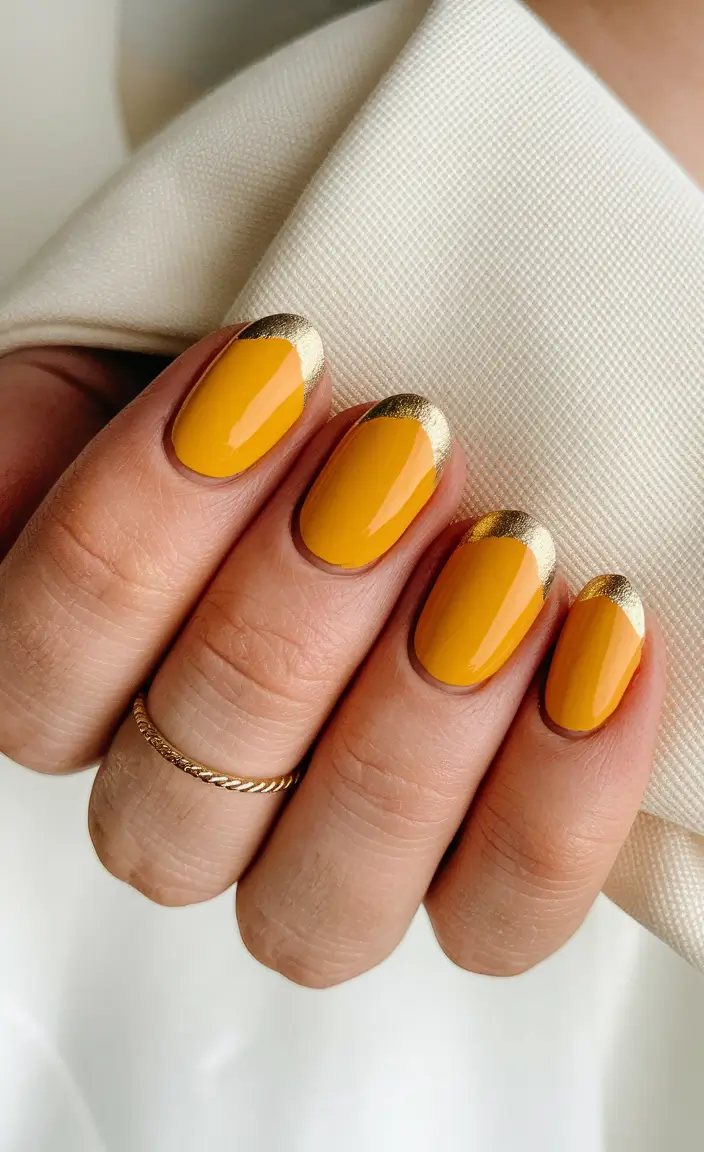 summer french nails ideas 2025 Golden Sunrise Tips for a Chic Statement