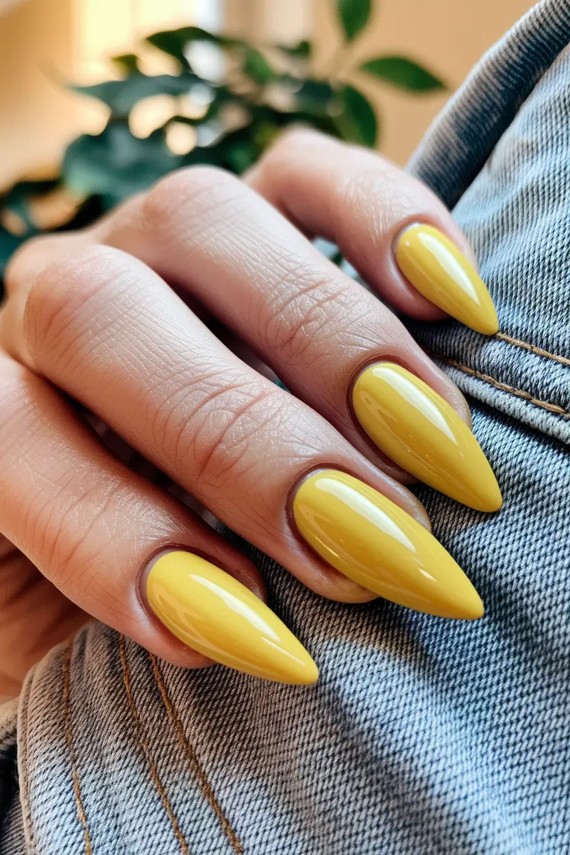 summer gel nail design ideas Sun-Kissed Dijon Bold