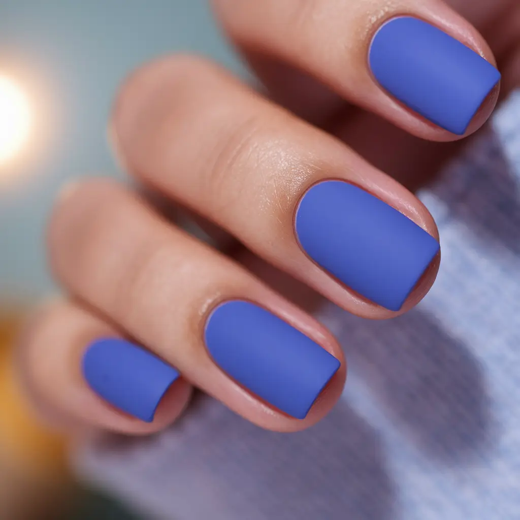 summer gel nail design ideas Matte Indigo Serenity