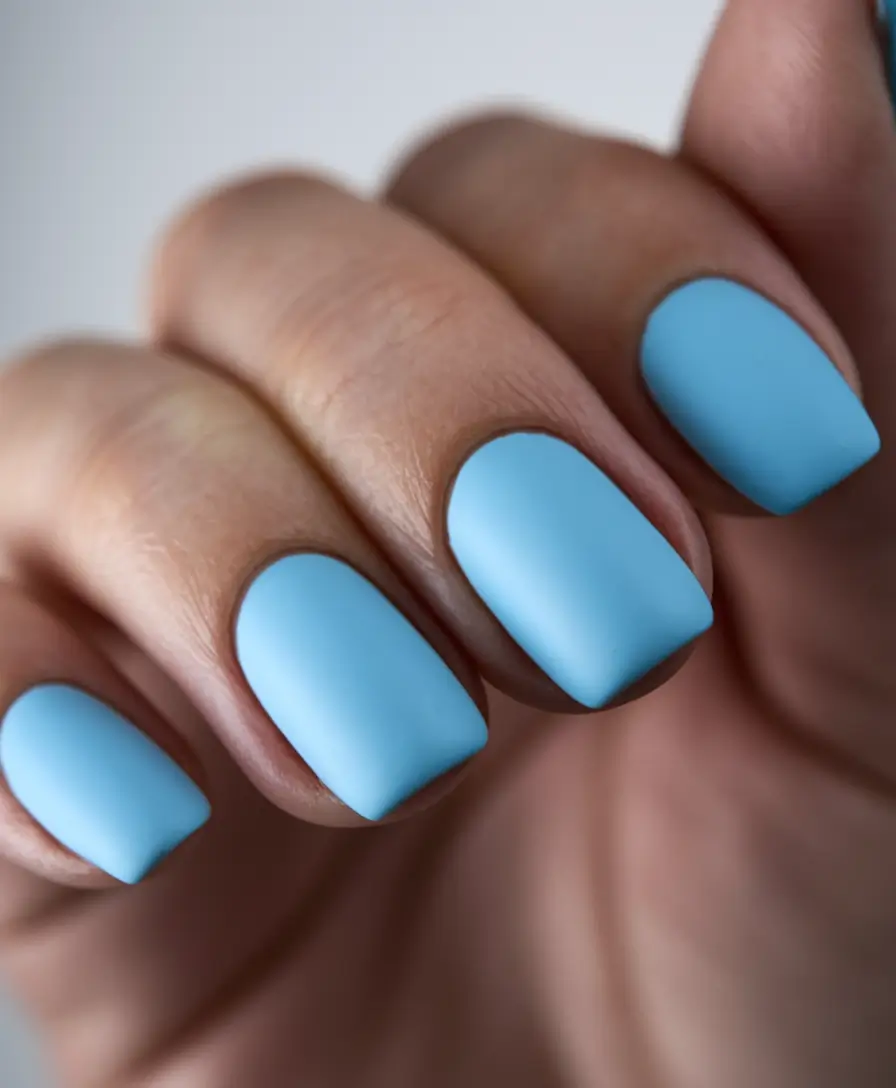 summer gel nail design ideas Matte Sky Blue Cool-Down