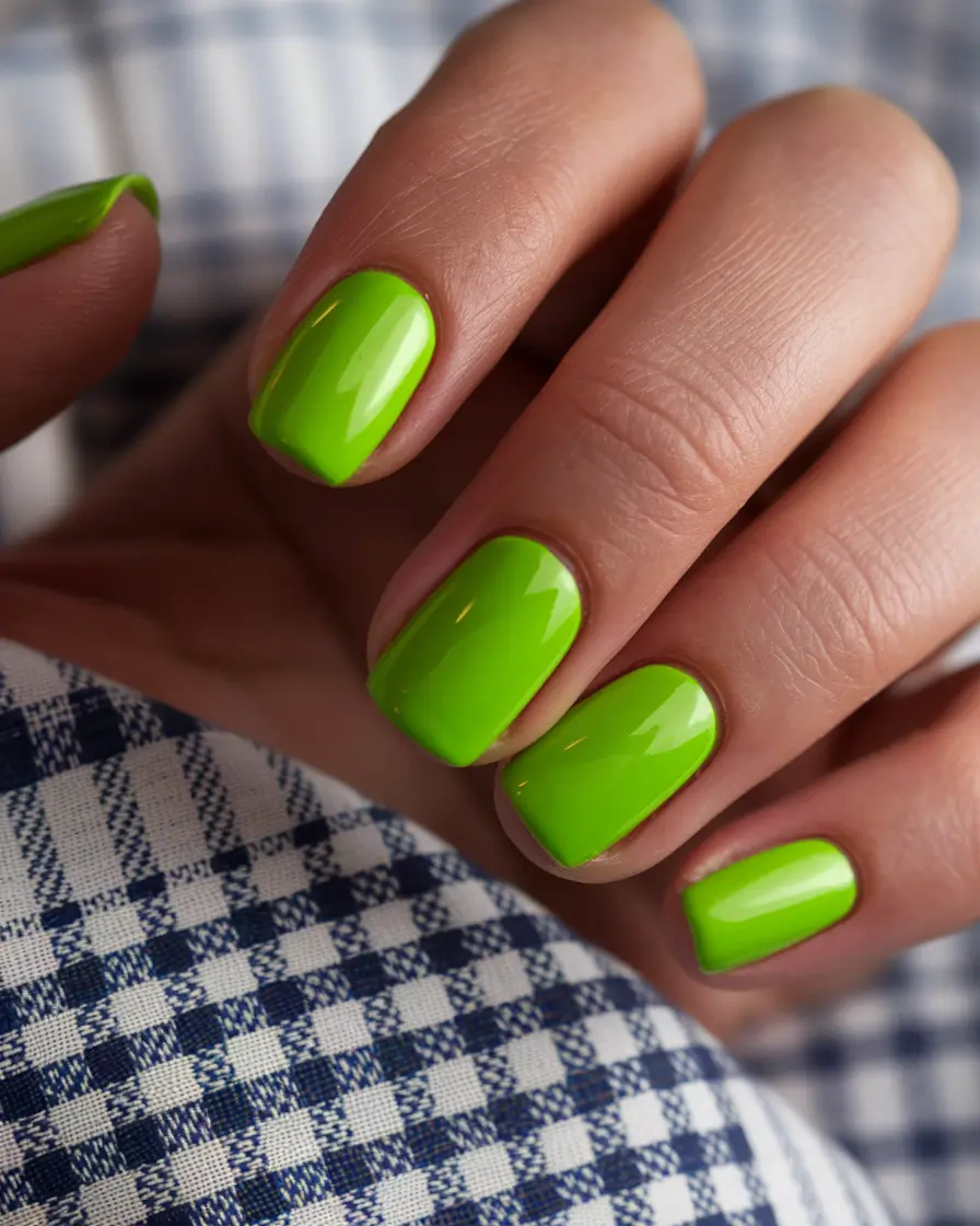 summer green nails ideas 2025 Glassy Key Lime Shine