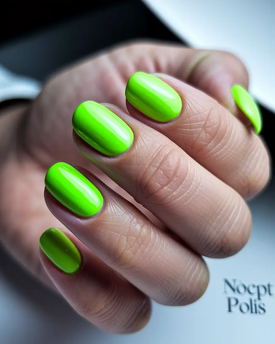 summer green nails ideas 2025 Glow Stick Oval