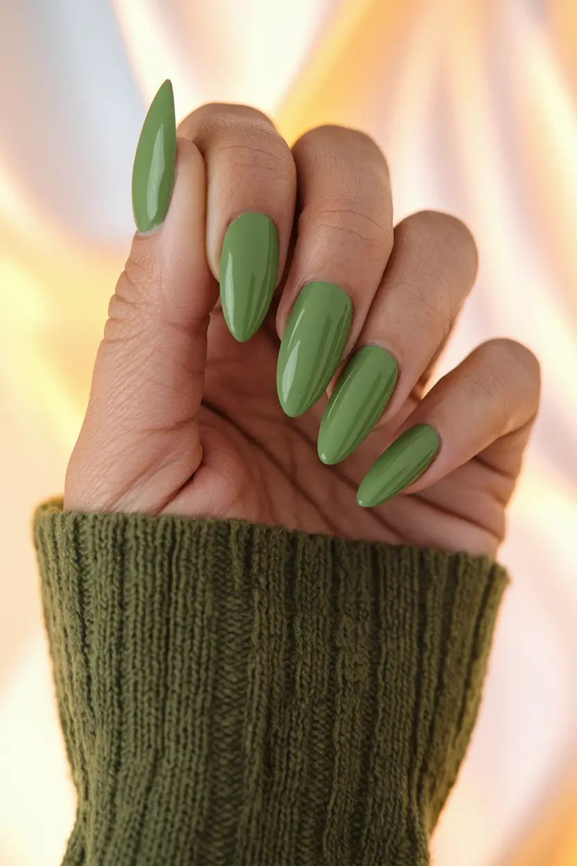 summer green nails ideas 2025 Matte Olive Statement