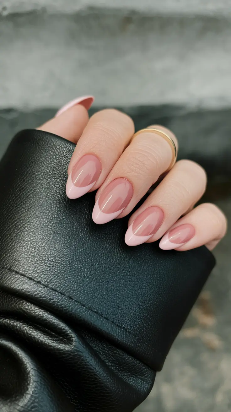 summer round nails ideas 2025 Clean Blush Pink French Fade