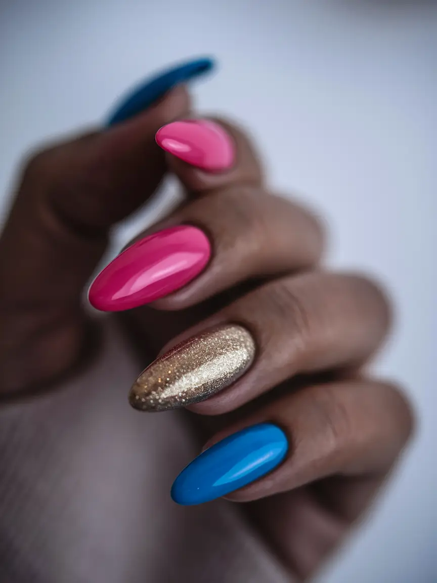 summer round nails ideas 2025 Pop Princess Energy in Neon Brights